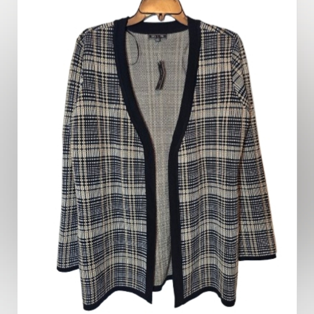 Lety & Me Plaid Open-Front Women's Sweater Plaid Cardigan Stitch Fix size Large